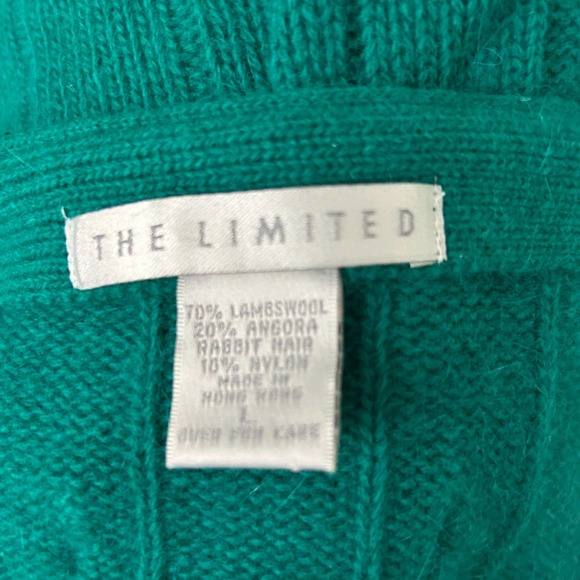 1990s Turquoise Lambswool Cable Knit Pullover Sweater / Women’s Large * - Picture 4 of 4